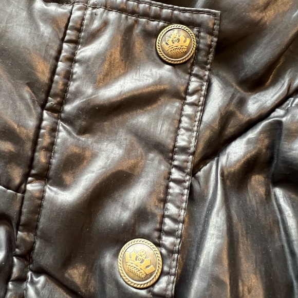 [SOLD] Faux fur trimmed shiny black bomber jacket - Picture 2 of 4
